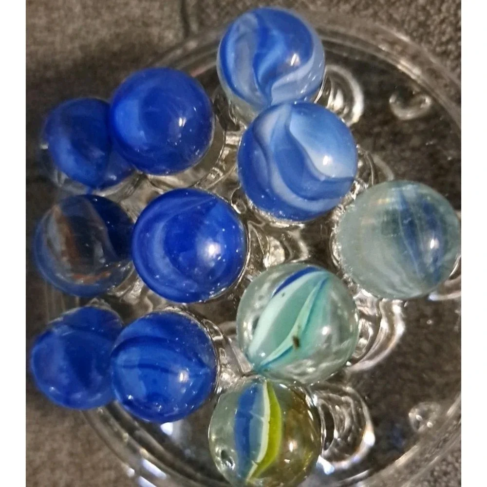 Lot Of 11 Estate Sale Marbles Shades Of Blue Cats Eyes